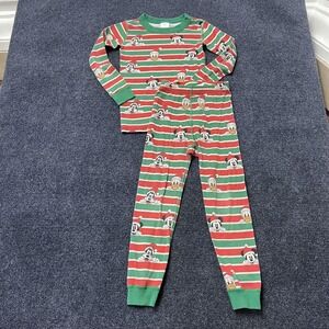 Hanna Andersson Disney Pajama Set Youth 5 Christmas Mickey Donald Goofy Green